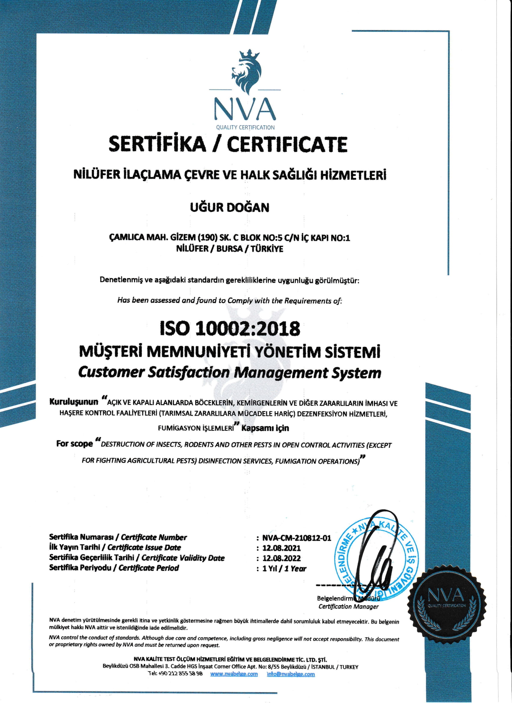 ISO Kalite Belgesi